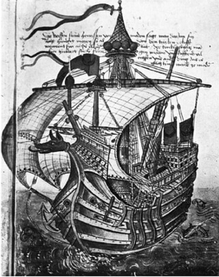 Mediterran carrack from a german drawing (1460)